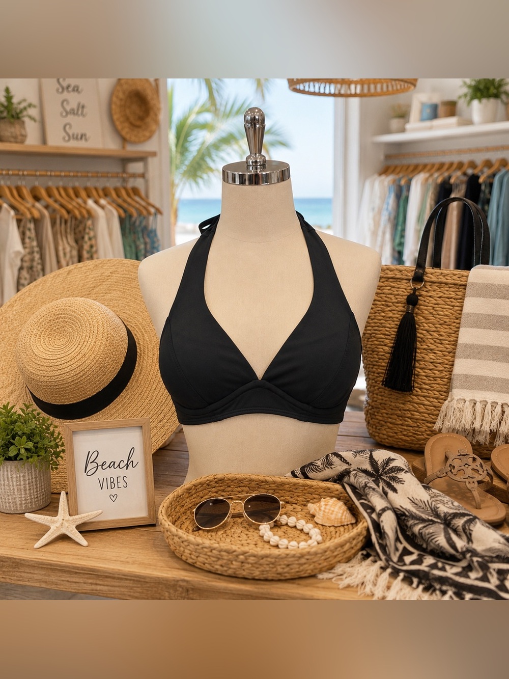 Athleta Halter Swim Top, Black - NWT
